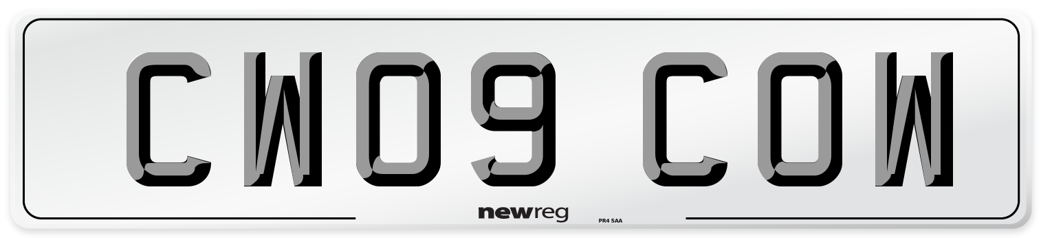 CW09 COW Number Plate from New Reg